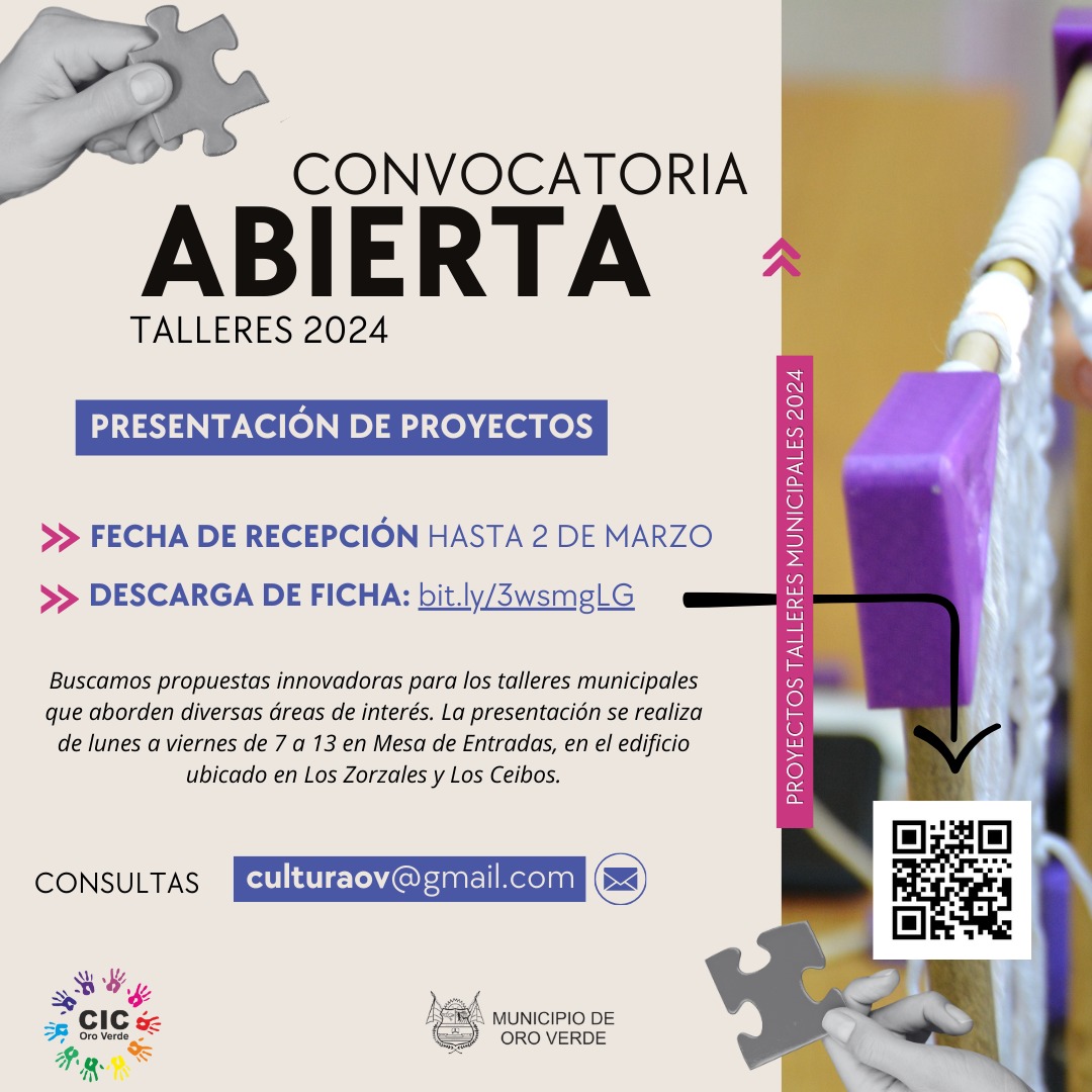 El Municipio convoca a presentar proyectos para los Talleres Municipales 2024
