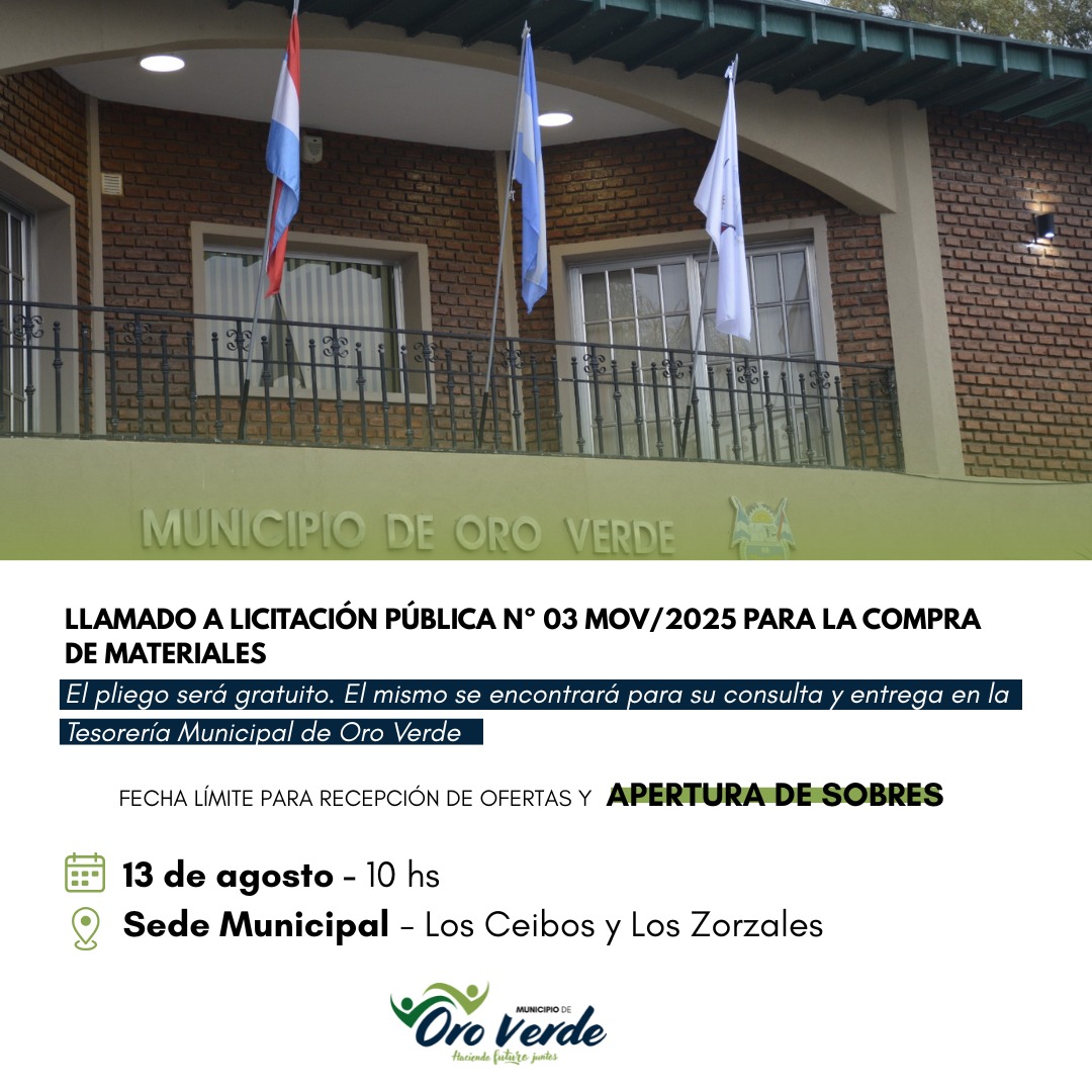 Llamado a licitación para la compra de materiales