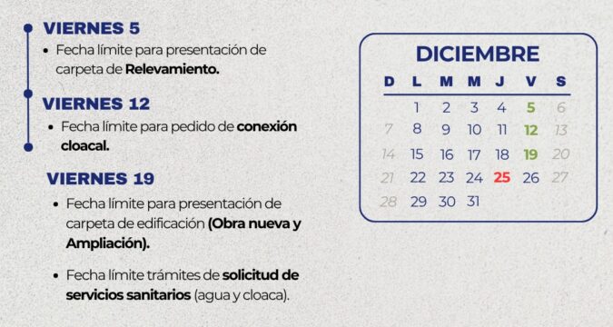 Aviso importante sobre trámites en las áreas de Obra Pública y Privada