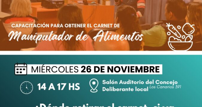 Nueva capacitación para obtener el Carnet de Manipulador de Alimentos
