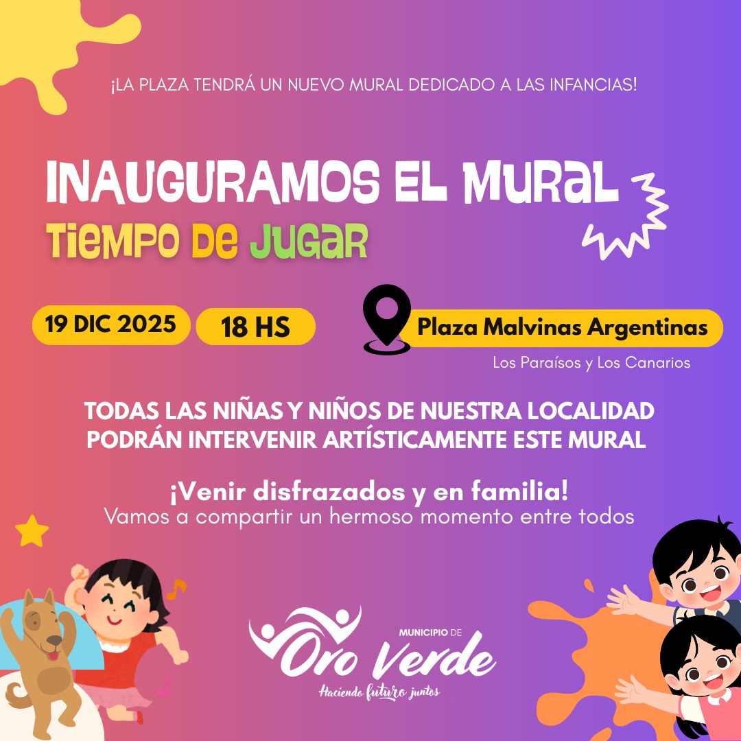 Inauguramos el mural “Tiempo de jugar” en la Plaza Malvinas Argentinas