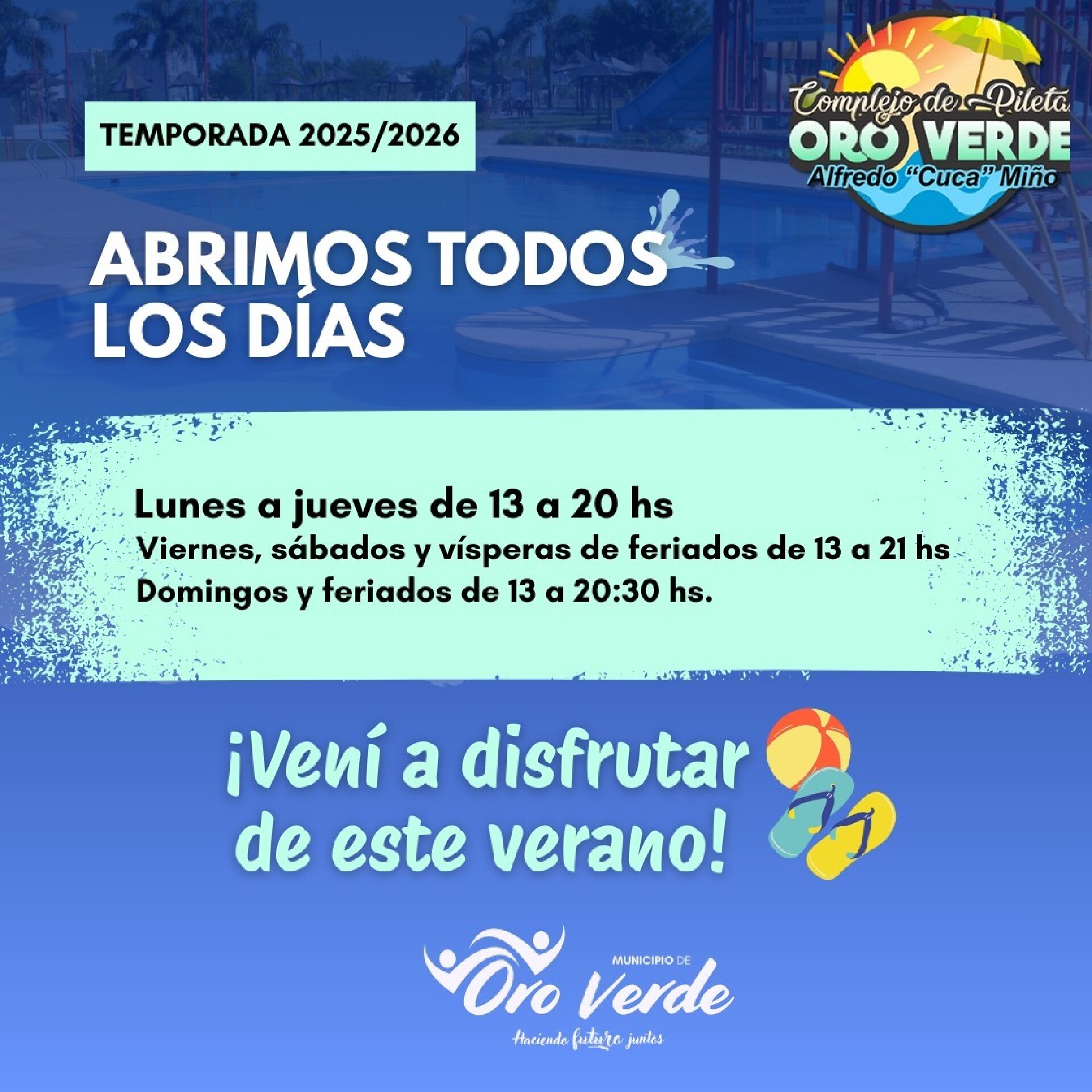 El Complejo de Piletas municipal puede disfrutarse todos los días