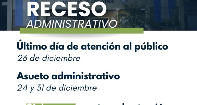 Receso administrativo del Municipio de Oro Verde