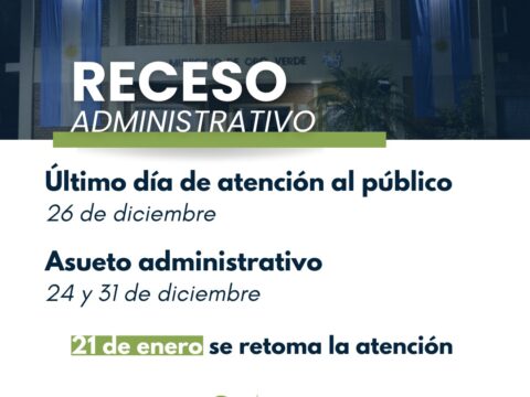 Receso administrativo del Municipio de Oro Verde