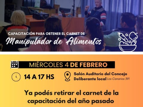 Nueva capacitación para obtener el Carnet de Manipulador de Alimentos