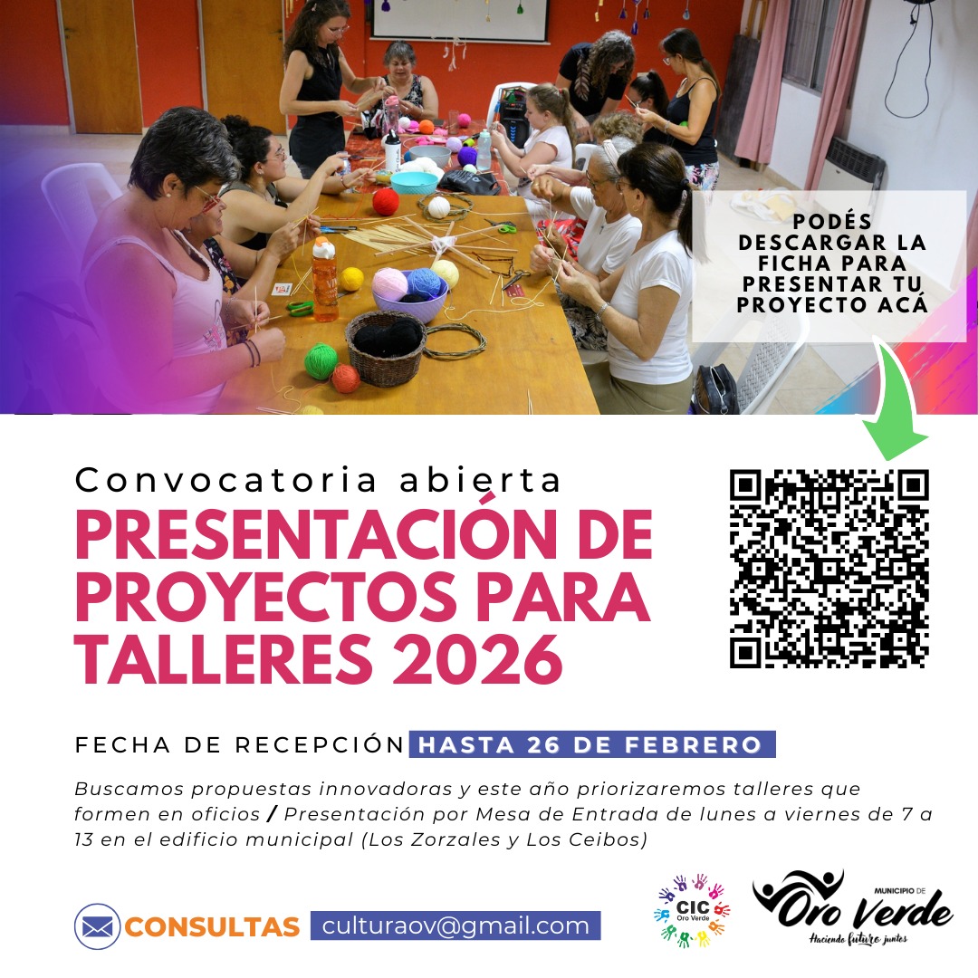 El Municipio convoca a presentar proyectos para los Talleres Municipales 2026