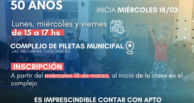 El próximo miércoles comienza el taller municipal para Adultos mayores de 50 años