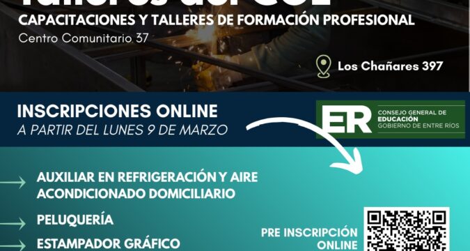 Comienzan los talleres del CGE en Oro Verde: los cursos certificados que se darán en 2026