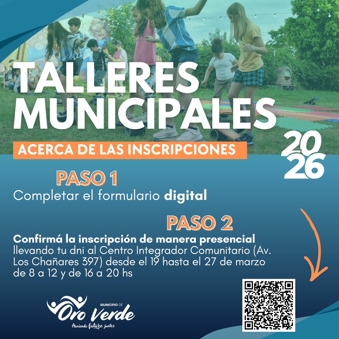 Talleres municipales 2026: desde mañana se puede confirmar la inscripción