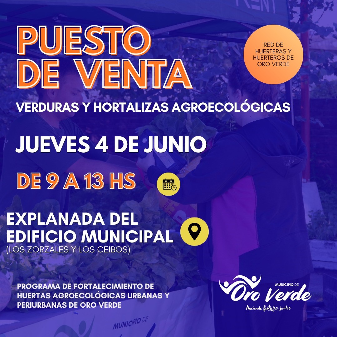 Venta de verduras y hortalizas agroecológicas este jueves