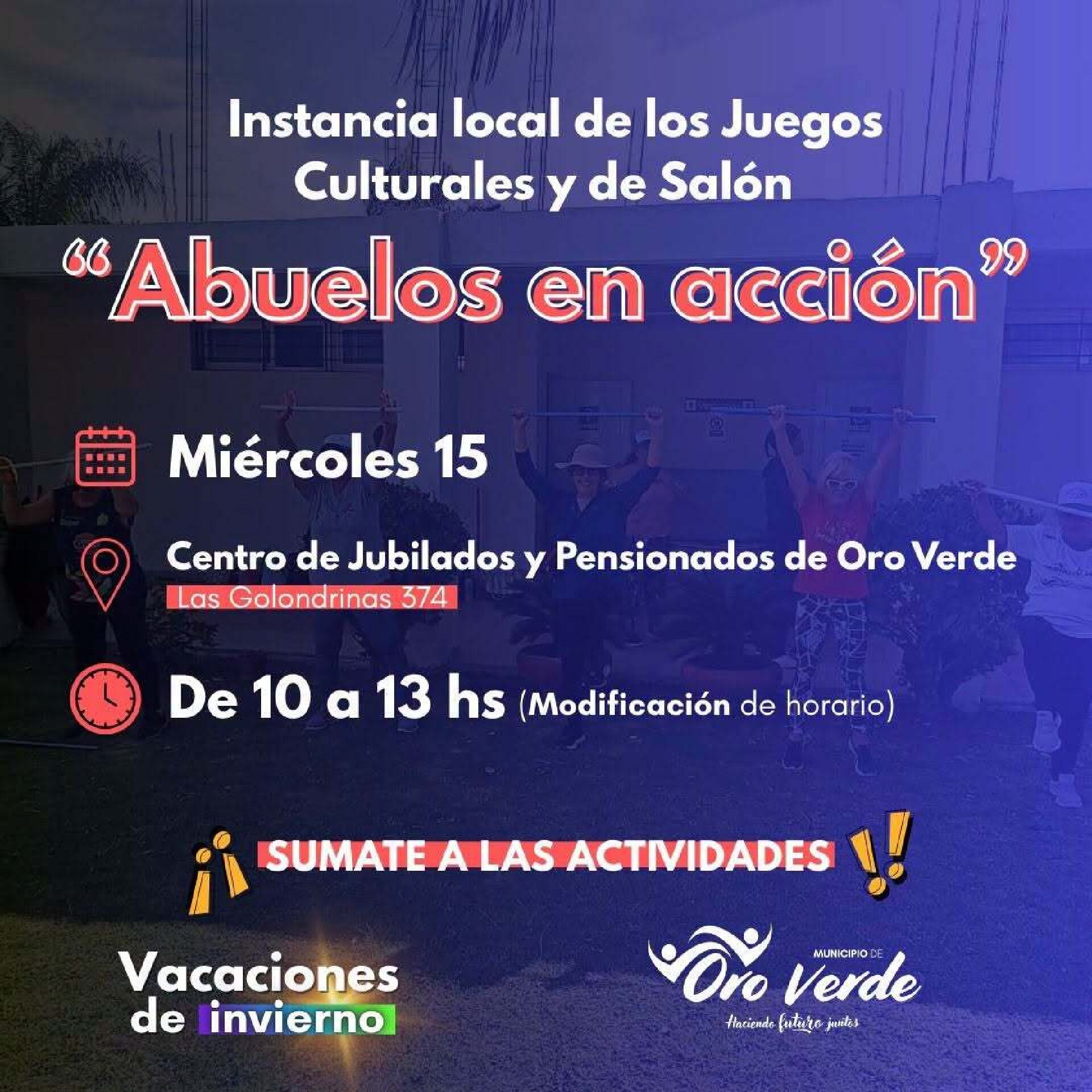 «Abuelos en Acción» reprogramó su horario