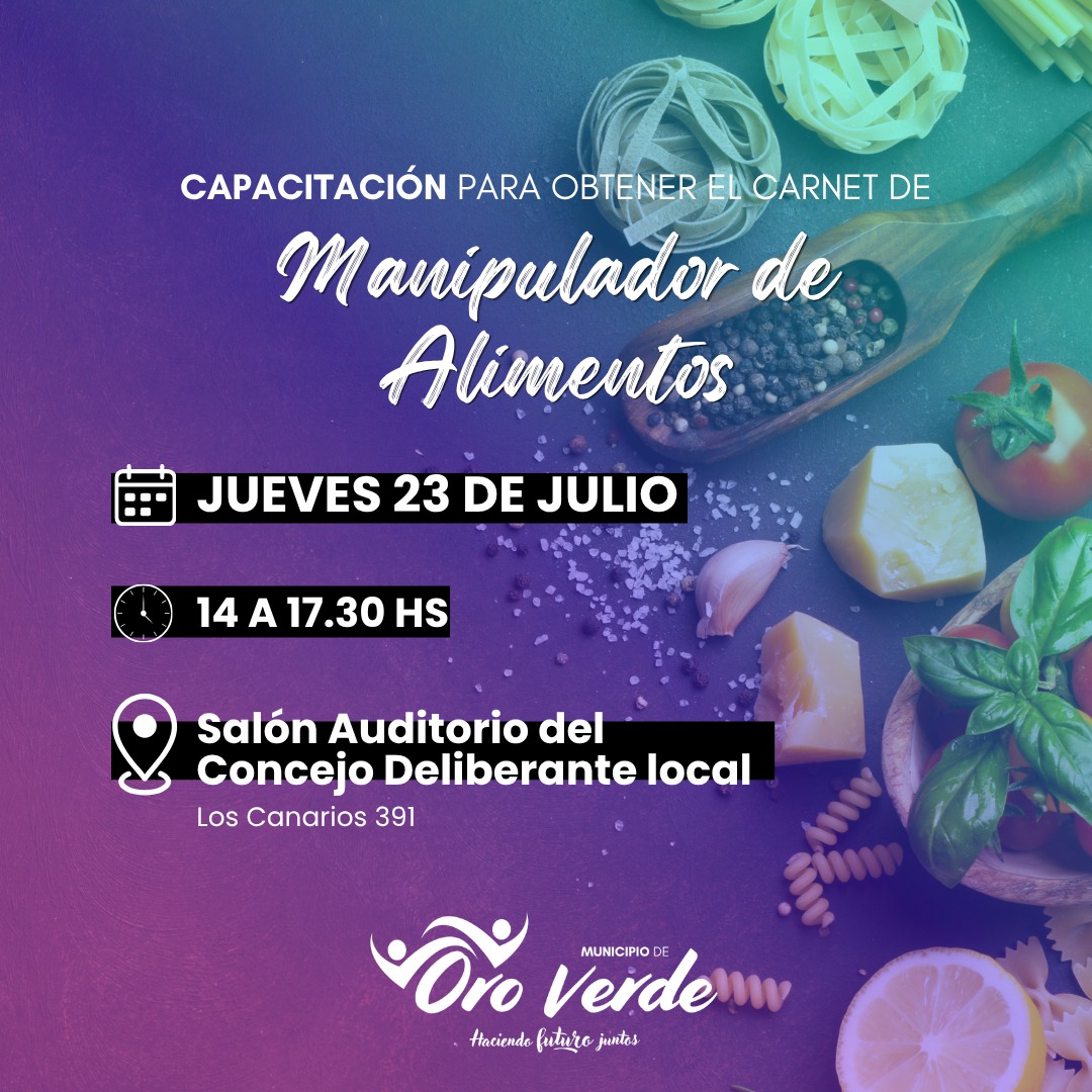 Habrá una nueva capacitación para obtener el Carnet de Manipulador de Alimentos