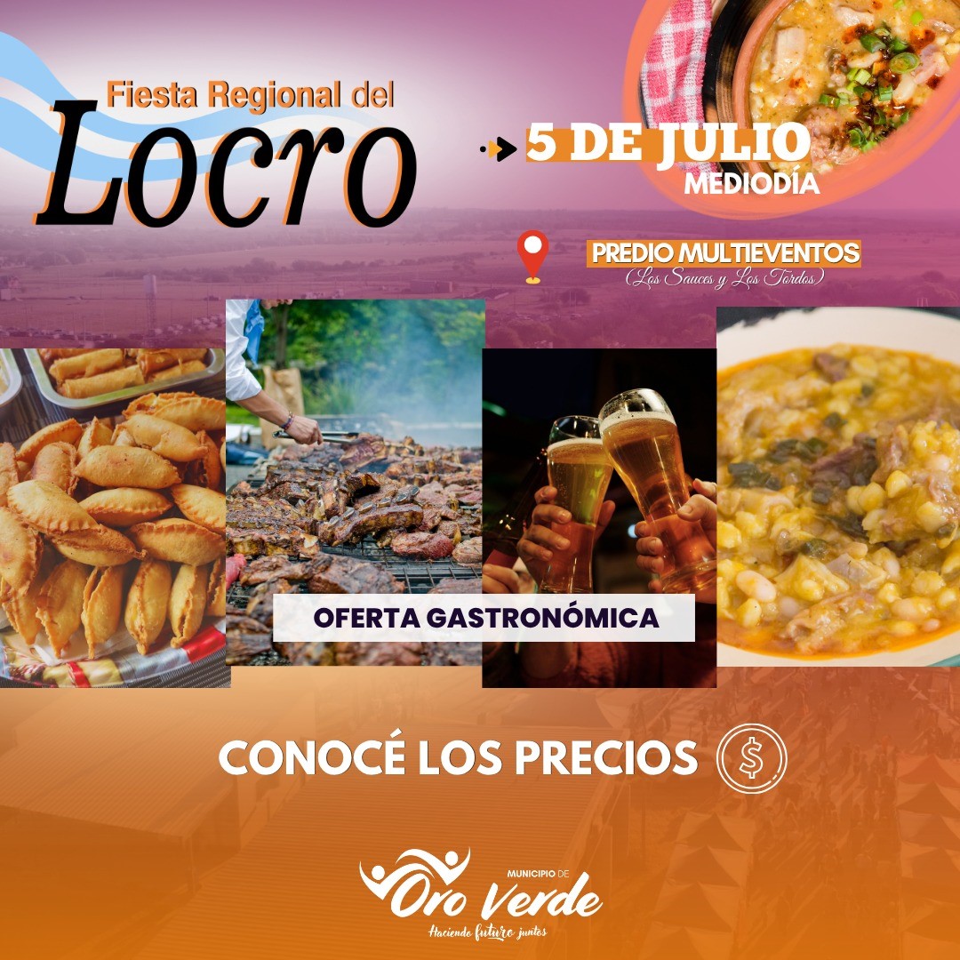 Precios de la oferta gastronómica de la Fiesta Regional del Locro