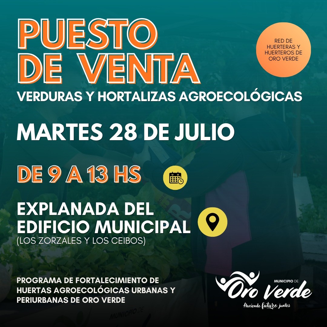 Venta de verduras y hortalizas agroecológicas este martes