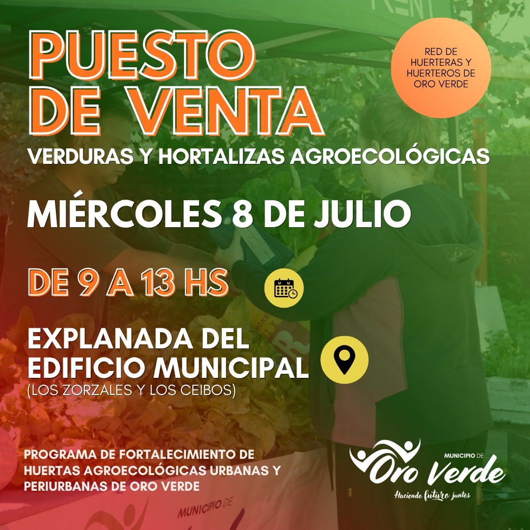 Venta de verduras y hortalizas agroecológicas este miércoles