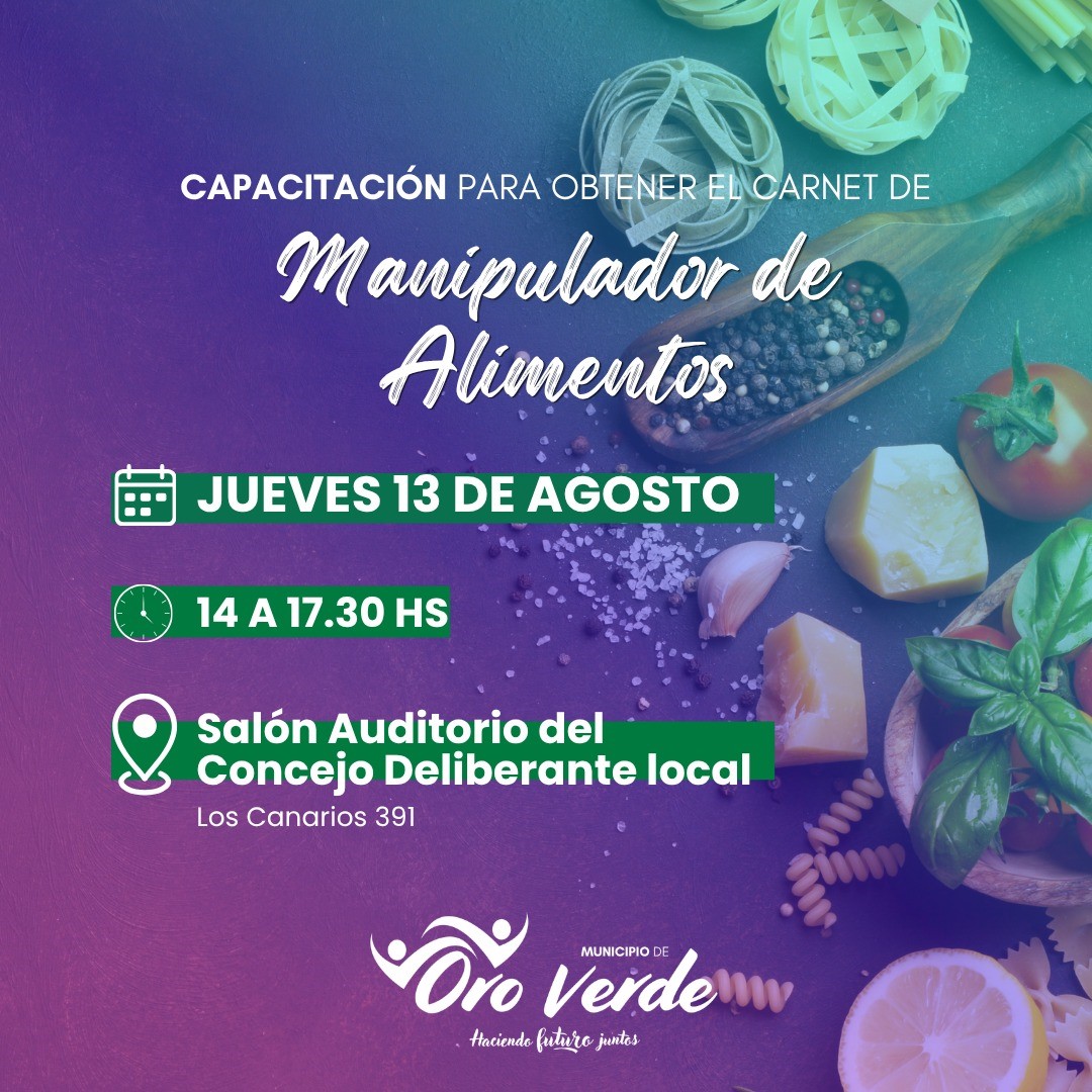 Nueva capacitación para obtener el Carnet de Manipulador de Alimentos