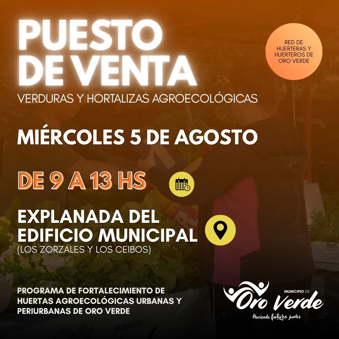 Venta de verduras y hortalizas agroecológicas este miércoles