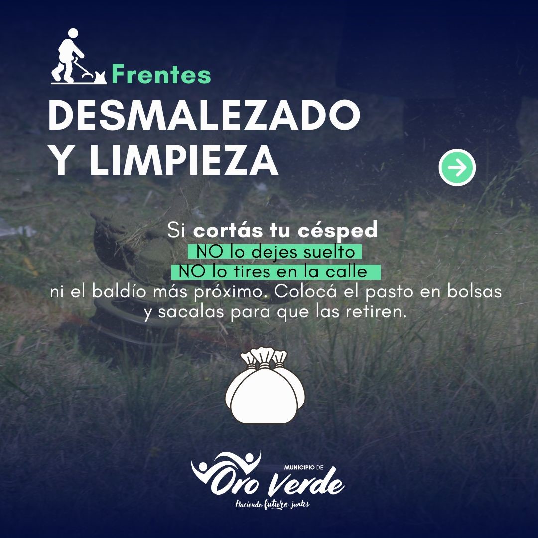 Recomendaciones sobre el mantenimiento de los terrenos y corte de pasto