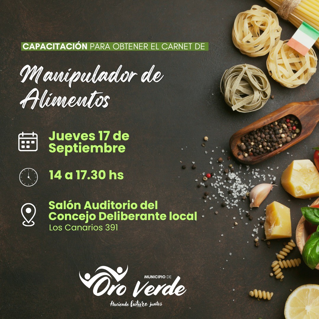 Nueva capacitación para obtener el Carnet de Manipulador de Alimentos