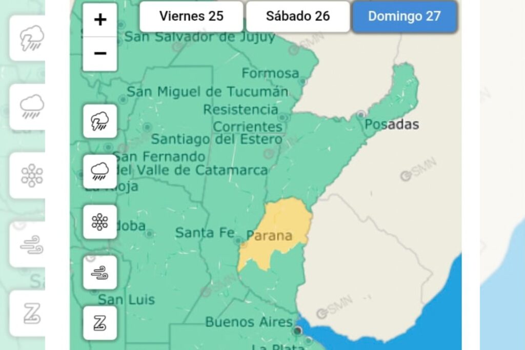Emiten alerta meteorológica por tormentas y ráfagas de viento para la región