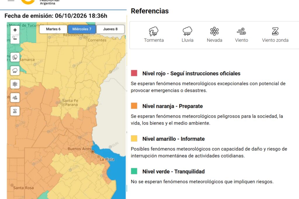 Actualizan el alerta Meteorológico para Entre Ríos